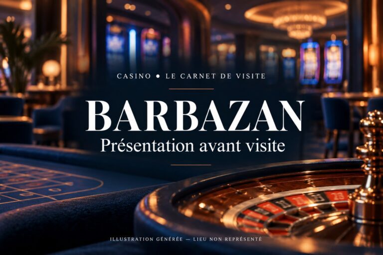Barbazan — présentation avant visite. Illustration générée d’un casino fictif.