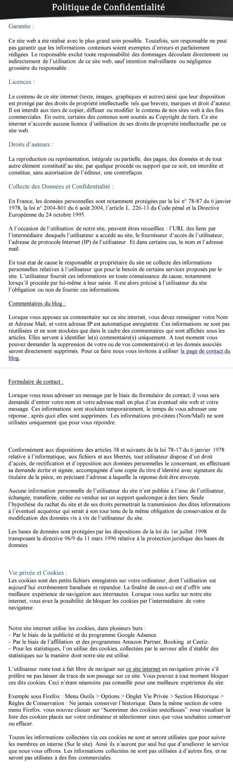 politique de confidentialite